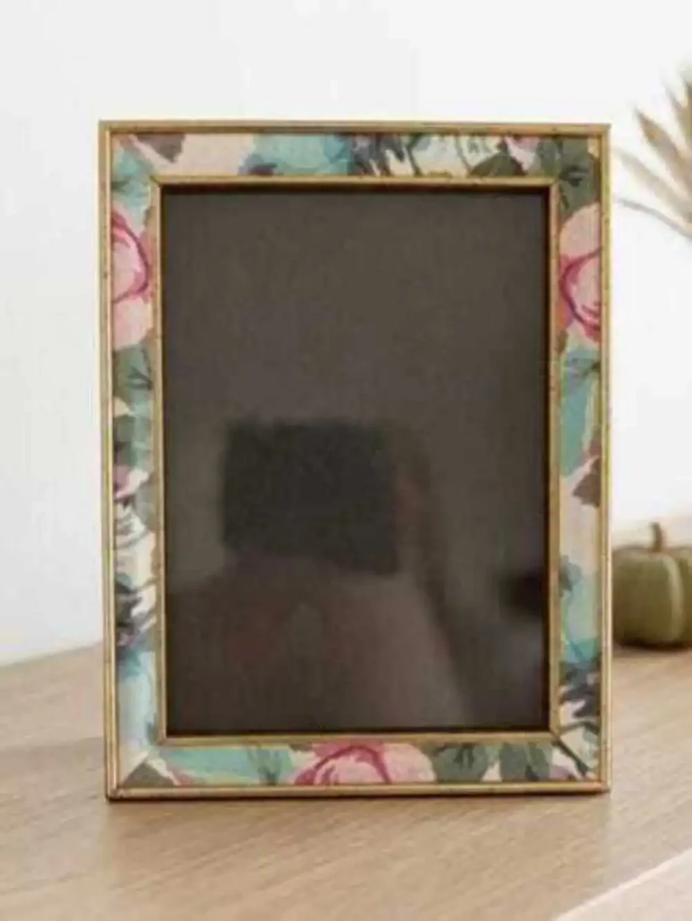 Vintage Rose Chintz Fabric Gold Frame 5x7 Cottage Floral Picture Frame